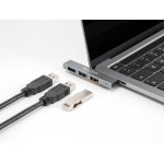 DELOCK USB hub 64274, 3x θυρών, 10Gbps, USB-C σύνδεση, γκρι