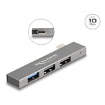 DELOCK USB hub 64274, 3x θυρών, 10Gbps, USB-C σύνδεση, γκρι