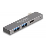 DELOCK USB hub 64275, 3x θυρών, 5Gbps, USB-C σύνδεση, γκρι