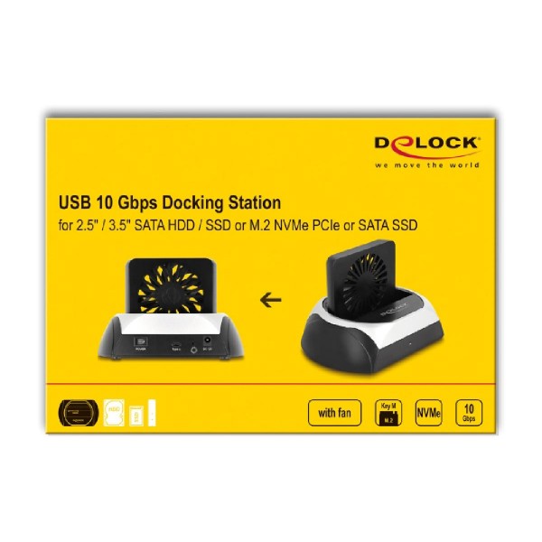 DELOCK docking station 64280 για M.2 NVMe/SATA SSD & HDD, 10Gbps, μαύρο