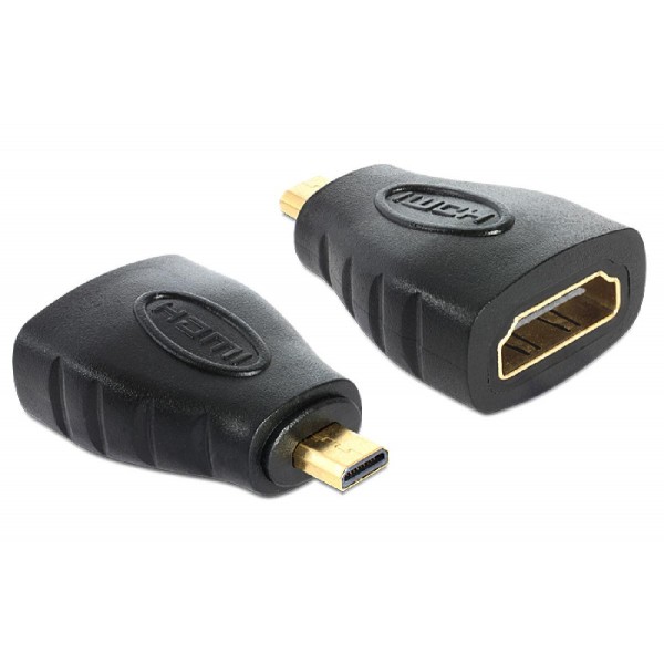 DELOCK αντάπτορας HDMI σε HDMI micro 65242 με Ethernet, μαύρος