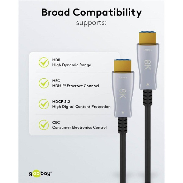 GOOBAY καλώδιο HDMI 2.1 65561 με Ethernet, 8K/60Hz, 48 Gbps, 40m, μαύρο