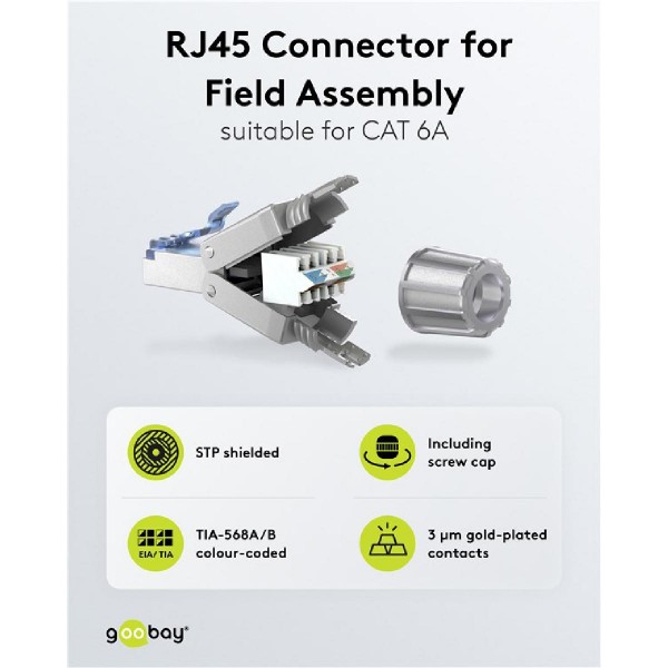 GOOBAY βύσμα RJ45 65939, CAT 6A STP, tool-free, ασημί