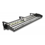 DELOCK Keystone patch panel 66237, 19"/1U, 16x ports, 3x γάντζοι, μαύρο