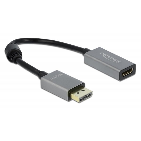 DELOCK αντάπτορας DisplayPort 1.4 σε HDMI 66436, 4K, 20cm, μαύρος-γκρι