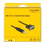 DELOCK καλώδιο USB σε RS-232 66461, 921.6Kbps, 50cm, μαύρο