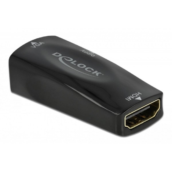 DELOCK αντάπτορας HDMI σε VGA 66560, 1080p/60Hz, μαύρος