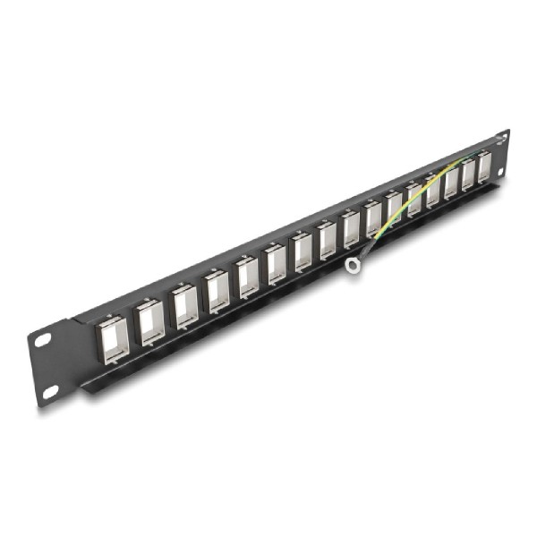 DELOCK Keystone patch panel 66758, 19"/1U, 16x ports, μαύρο