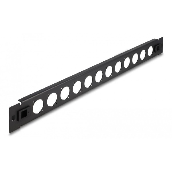 DELOCK D-Type patch panel 66900, 19"/1U, 12x ports, μαύρο