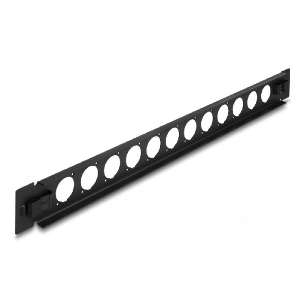 DELOCK D-Type patch panel 66900, 19"/1U, 12x ports, μαύρο