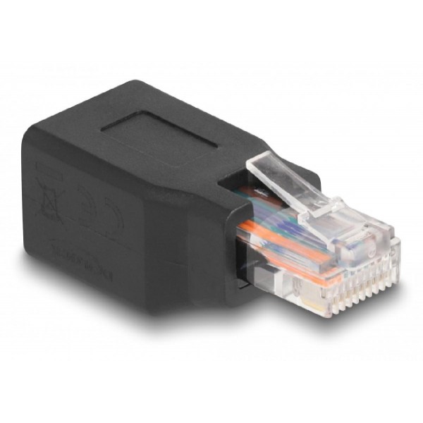 DELOCK αντάπτορας RJ45/RJ48/RJ50 66991, 10P/10C pin out 1:1, μαύρος