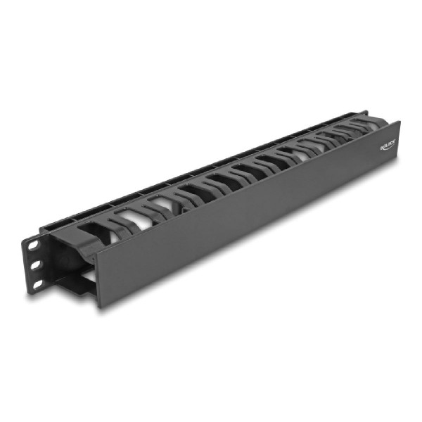 DELOCK cable management 67021 για rack 19"/1U, 2 ανοίγματα, μαύρο