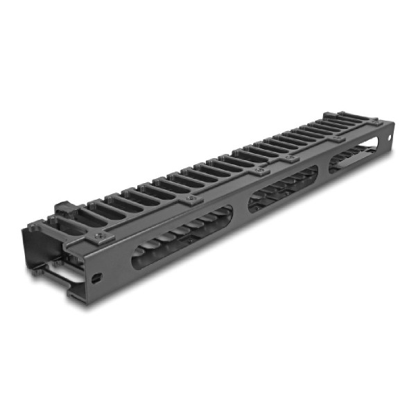 DELOCK cable management 67022 για rack 19"/1U, 3 ανοίγματα, μαύρο