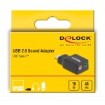 DELOCK εξωτερική κάρτα ήχου 67128, 2x 3.5mm, USB-C σύνδεση, μαύρη