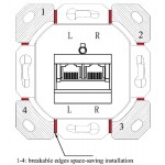 GOOBAY επιτοίχια πρίζα CAT 6 68244, 2x RJ45, 80x80mm, λευκή