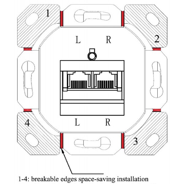 GOOBAY επιτοίχια πρίζα CAT 6 68244, 2x RJ45, 80x80mm, λευκή