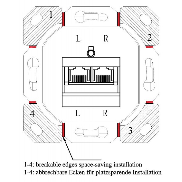 GOOBAY επιτοίχια πρίζα CAT 6e 68246, 2x RJ45, 80x80, λευκή