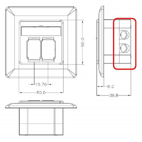 GOOBAY επιτοίχια πρίζα CAT 6e 68246, 2x RJ45, 80x80, λευκή