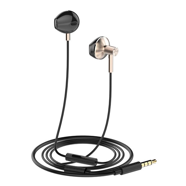 LDNIO earphones με μικρόφωνο HP09, 3.5mm, 1.2m, ροζ χρυσό