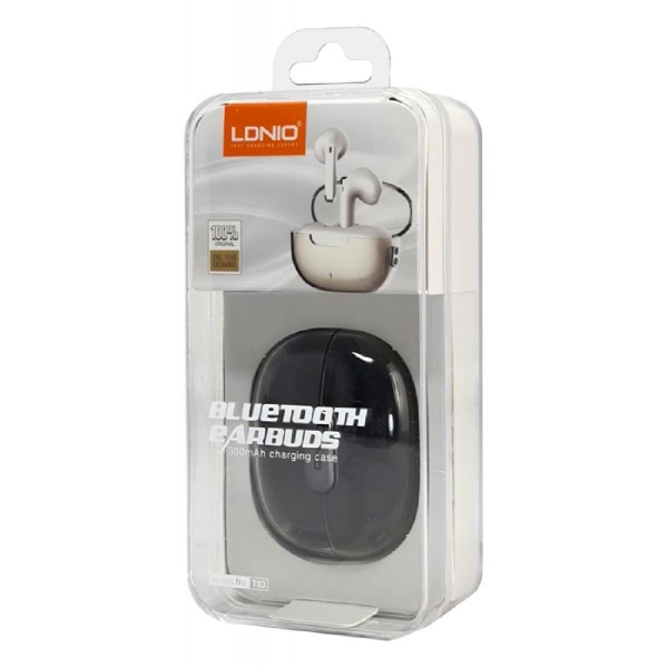 LDNIO earphones με θήκη φόρτισης T03, True Wireless, HiFi, μαύρα