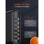 LDNIO σταθμός φόρτισης A6140C, 3x USB-C/3x USB, 140W, PD/QC, GaN, μαύρος