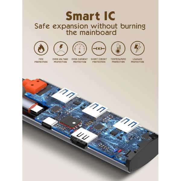 LDNIO docking station DS-15H, 5 θυρών, USB-C σύνδεση, 4K, 100W PD, γκρι