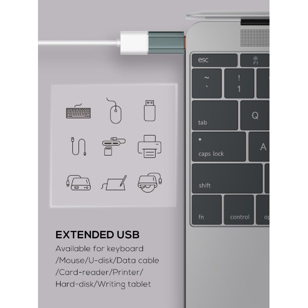 LDNIO αντάπτορας USB-C σε USB LC140, αρσενικό σε θηλυκό, γκρι