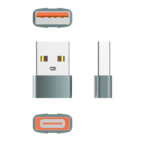 LDNIO αντάπτορας USB σε USB-C LC150, αρσενικό σε θηλυκό, γκρι