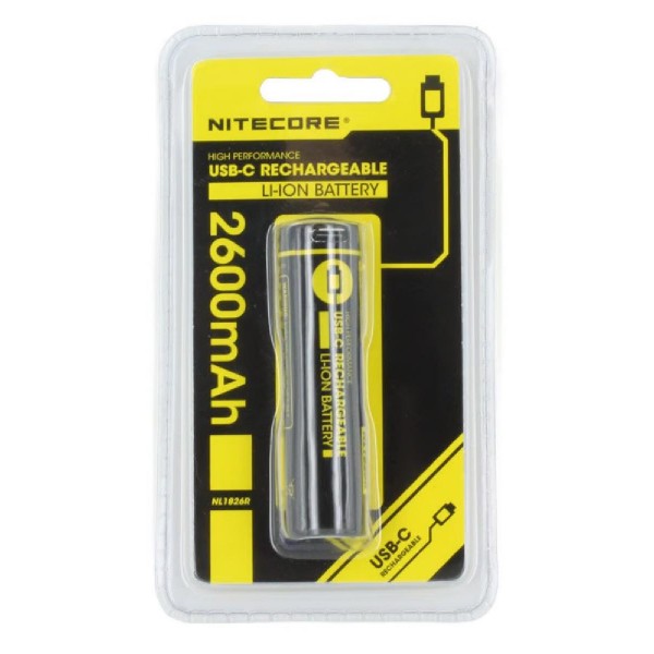 NITECORE επαναφορτιζόμενη μπαταρία τύπου 18650 NL1826R, 2600mAh, USB-C