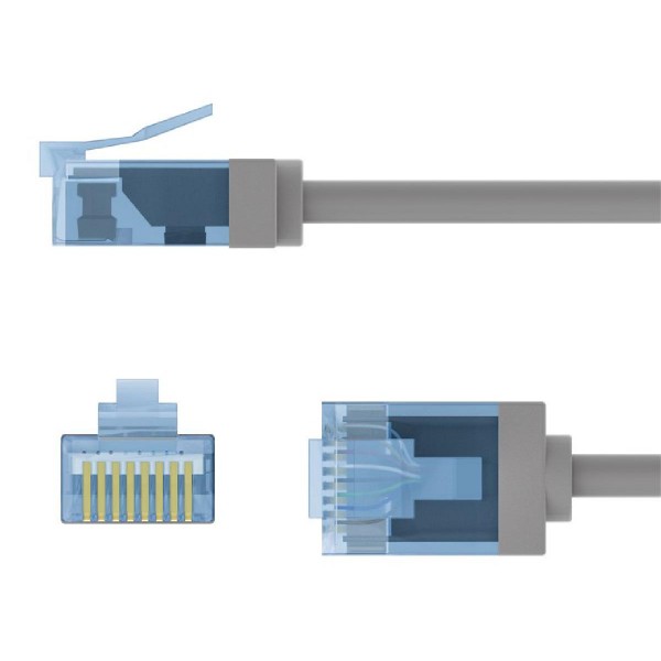 GOOBAY καλώδιο δικτύου 74222, CAT 6A U/UTP, slim, copper, 10Gbps, 1m, γκρι