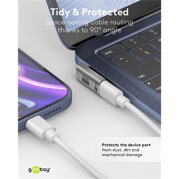 GOOBAY αντάπτορας USB-C 74443, γωνιακός 90°, USB4, 240W, 40Gbps, 8K, γκρι