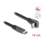 DELOCK καλώδιο USB-C 80750, 60W, flat, γωνιακό, 480 Mbps, 14cm, μαύρο