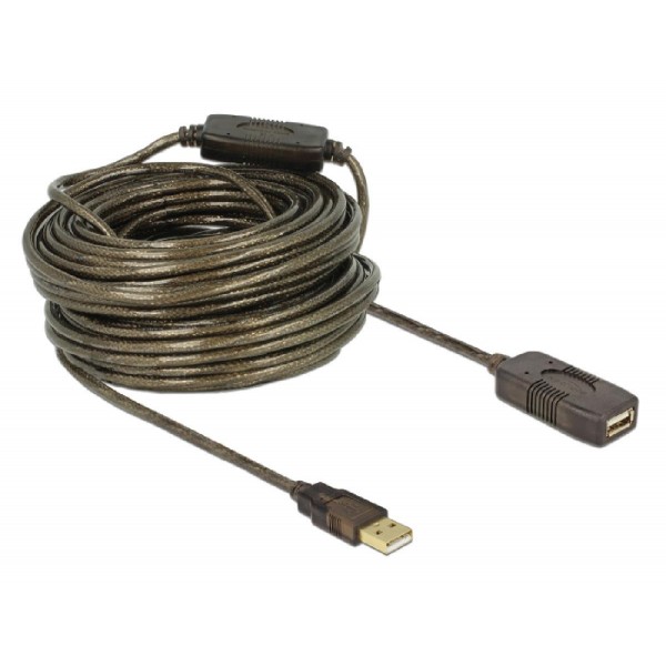 DELOCK καλώδιο USB 2.0 αρσενικό σε θηλυκό 82690, 480Mbps, 20m, μαύρο