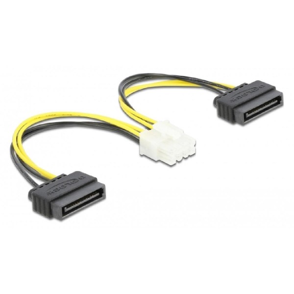 DELOCK καλώδιο EPS 8pin σε 2x SATA 15pin 83020, 15cm