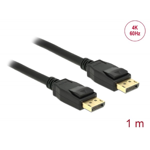 DELOCK καλώδιο DisplayPort 1.2 83805, 4K/60Hz, 21.6 Gbps, 1m, μαύρο