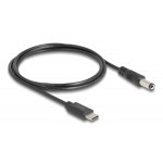 DELOCK καλώδιο USB-C σε DC 5.5 x 2.1mm 85397, 1m, μαύρο