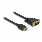 DELOCK καλώδιο HDMI σε DVI 85653, 2K/60Hz, 7.92 Gbps, 1.5m, μαύρο