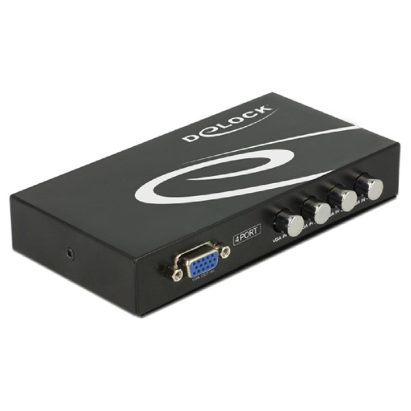 DELOCK VGA switch 87635, 4 ports, bidirectional, Full HD, μαύρο