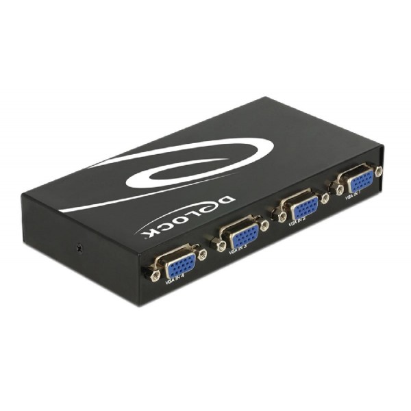 DELOCK VGA switch 87635, 4 ports, bidirectional, Full HD, μαύρο