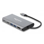 DELOCK docking station 87683, 7 θυρών, USB-C σύνδεση, 100W PD, 4K, γκρι