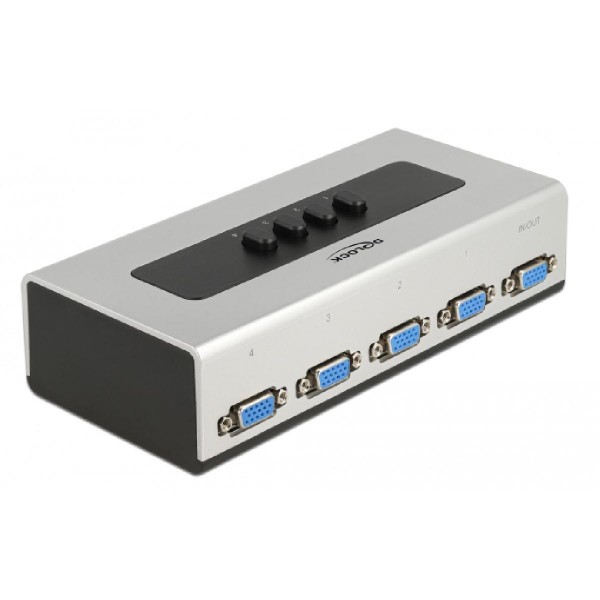 DELOCK VGA switch 87759, 4 ports, bidirectional, Full HD, ασημί