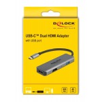 DELOCK αντάπτορας USB Type-C σε USB & 2x HDMI 87780, 480Mbps, 4K, γκρι