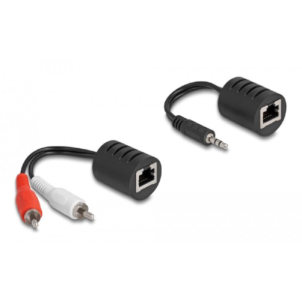 DELOCK audio extender 87859, 3.5mm & 2x RCA σε RJ45, έως 50m, μαύρο