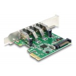 DELOCK κάρτα επέκτασης PCI Express x1 σε 4x USB 89360, 5 Gbps