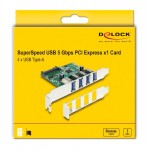 DELOCK κάρτα επέκτασης PCI Express x1 σε 4x USB 89360, 5 Gbps