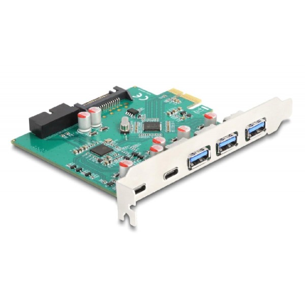 DELOCK κάρτα επέκτασης PCI x1 σε 3x USB/2x USB-C/19-pin 90109, 5Gbps