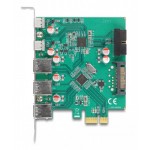 DELOCK κάρτα επέκτασης PCI x1 σε 3x USB/2x USB-C/19-pin 90109, 5Gbps