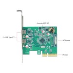 DELOCK κάρτα επέκτασης PCI Express x4 σε 2x USB-C 90397, 10 Gbps