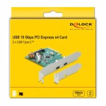 DELOCK κάρτα επέκτασης PCI Express x4 σε 2x USB-C 90397, 10 Gbps