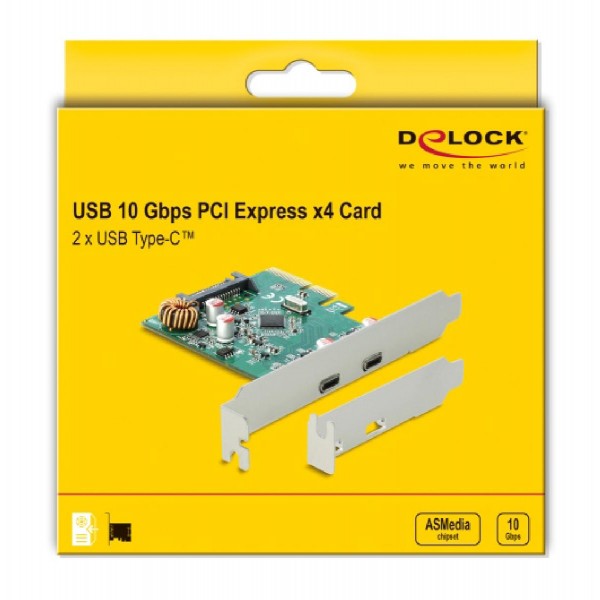 DELOCK κάρτα επέκτασης PCI Express x4 σε 2x USB-C 90397, 10 Gbps